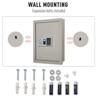 HOMCOM Flat Superior Electronic Hidden Wall Safe Box for Jewellery or Valuables Digital Lock Home Office Hotel Security Beige(m-4)