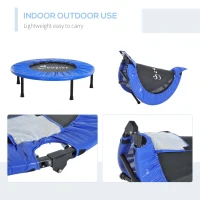 Soozier Φ38” Foldable Mini Fitness Trampoline Home Gym Yoga Exercise Rebounder Indoor Outdoor Jumper with Safety Pad, Blue/Black(m-5)