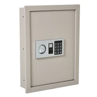 HOMCOM Flat Superior Electronic Hidden Wall Safe Box for Jewellery or Valuables Digital Lock Home Office Hotel Security Beige(m-2)