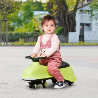 Qaba Kids Wiggle Car Ride on Toy with LED Flashing Wheels, Swing Car for Toddlers, No Batteries, Gears or Pedals - Twist, Turn, Wiggle Movement to Steer, Dolphin Shaped Green(m-7)