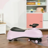Qaba Kids Wiggle Car Ride on Toy with LED Flashing Wheels, Swing Car for Toddlers, No Batteries, Gears or Pedals - Twist, Turn, Wiggle Movement to Steer, Dolphin Shaped Pink(m-8)