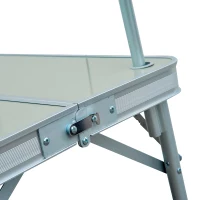 Outsunny Fold up Camp Kitchen Outdoor Cooking Table Portable Patio with Lantern Holder(m-7)