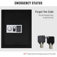 HOMCOM Flat Superior Electronic Hidden Wall Safe Box for Jewellery or Valuables Digital Lock Home Office Hotel Security Black(m-4)