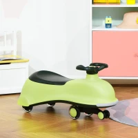 Qaba Kids Wiggle Car Ride on Toy with LED Flashing Wheels, Swing Car for Toddlers, No Batteries, Gears or Pedals - Twist, Turn, Wiggle Movement to Steer, Dolphin Shaped Green(m-8)