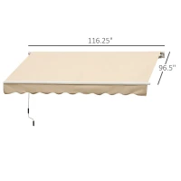 Outsunny 10' x 8' Manual Retractable Sun Shade Patio Awning - Beige(m-3)