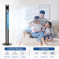 HOMCOM Tower Fan with Air Purifying Filter & Remote Control, Oscillating, Slim, Grey - Ideal for Home & Office(m-3)