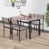 HomCom 5 Piece Dining Table Set Classic Dining Room Table Set with Chairs Kitchen Furniture(m-2)