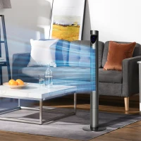 HOMCOM Tower Fan with Air Purifying Filter & Remote Control, Oscillating, Slim, Grey - Ideal for Home & Office(m-1)
