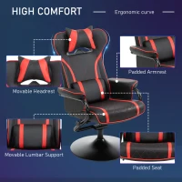 Vinsetto High Back Video Gaming Recliner with Ottoman, Racing Style PC Computer Office Chair, Swivel with Headrest & Lumbar Support, Adjustable Height, Black/Red(m-6)