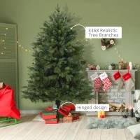 HOMCOM 7' Tall Unlit Spruce Artificial Christmas Tree with Realistic Branches, and 3368 Tips, Green(m-7)