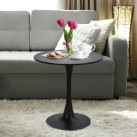 HOMCOM  Modern 27.5" Round Cocktail Table with a Stable Metal Base for Living Room, Porch, and Parties, Black(m-12)