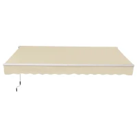 Outsunny 12' x 8' Retractable Awning Patio Awnings Sun Shade Shelter with Manual Crank Handle, 280g/m² UV & Water-Resistant Fabric and Aluminum Frame for Deck, Balcony, Yard, Cream White(m-10)