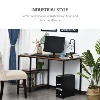 HOMCOM 47" Modern/Industrial Computer Writing Desk with 2 Storage Shelves for Home Office, Study, or Game Room(m-4)
