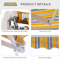Outsunny 8' x 6.6' Patio Retractable Awning, Manual Exterior Sun Shade Deck Window Cover, Mixed Color(m-5)