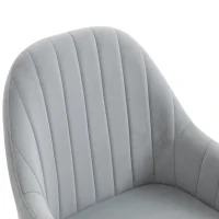 HOMCOM Velvet Dining Chairs Set of 2, Fabric Upholstered Leisure Accent Chairs with Solid Rubber Legs for Kitchen, Living Room, Bedroom, Grey(m-8)