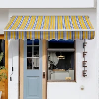 Outsunny 8' x 6.6' Patio Retractable Awning, Manual Exterior Sun Shade Deck Window Cover, Mixed Color(m-8)