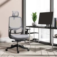 Vinsetto High Back Ergonomic Mesh Office Chair with Adjustable Height, Armrests, Lumbar Support and Headrest, Grey/Black(m-11)