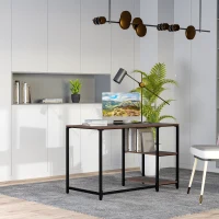 HOMCOM 47" Modern/Industrial Computer Writing Desk with 2 Storage Shelves for Home Office, Study, or Game Room(m-7)