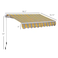 Outsunny 8' x 6.6' Patio Retractable Awning, Manual Exterior Sun Shade Deck Window Cover, Mixed Color(m-3)