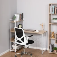 HOMCOM Retro Industrial Computer Workstation Office Desk with Storage Shelf, Multi-function for Home Office, Oak(m-8)