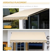 Outsunny 10' x 8' Manual Retractable Sun Shade Patio Awning - Beige(m-6)