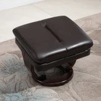 HOMCOM Swivel Recliner Chair Thick Padded with Storage Ottoman, Wrapped Wood Base & Faux Leather for Living Room, Bedroom, Office, Dark Brown(m-13)