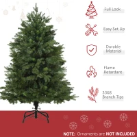 HOMCOM 7' Tall Unlit Spruce Artificial Christmas Tree with Realistic Branches, and 3368 Tips, Green(m-4)