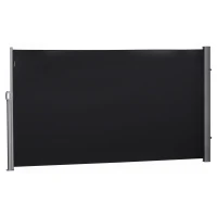 Outsunny 118" x 79" Side Awning, Retractable Privacy Screen & Driveway Guard, Instant Outside Screen, Wall, or Fence, Side Shade and Wind Block for Indoor Outdoor, Garden, Black(m-9)
