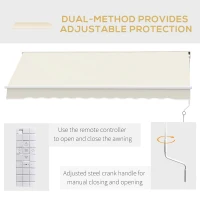 Outsunny 10' x 8' Patio Motorized/Manual Retractable Awning Outdoor Sun Shade Shelter Deck Remote Control Canopy, Beige(m-5)