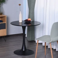 HOMCOM  Modern 27.5" Round Cocktail Table with a Stable Metal Base for Living Room, Porch, and Parties, Black(m-11)