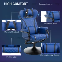 Vinsetto High Back Video Gaming Recliner with Ottoman, Racing Style PC Computer Office Chair, Swivel with Headrest & Lumbar Support, Adjustable Height, Blue/Black(m-5)