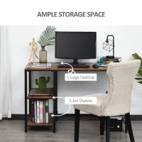 HOMCOM 47" Modern/Industrial Computer Writing Desk with 2 Storage Shelves for Home Office, Study, or Game Room(m-5)