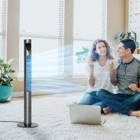 HOMCOM Tower Fan with Air Purifying Filter & Remote Control, Oscillating, Slim, Grey - Ideal for Home & Office(m-7)