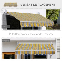 Outsunny 8' x 6.6' Patio Retractable Awning, Manual Exterior Sun Shade Deck Window Cover, Mixed Color(m-4)