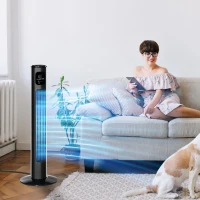 HOMCOM 38" Bedroom Tower Fan with Aroma Diffuser, 70掳 Oscillating, 3 Speeds, 12H Timer, Remote Control, Black(m-11)