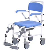 HOMCOM Accessibility Commode Wheelchair w/ Rectangle Detaching Bucket Waterproof(m-9)