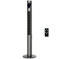 HOMCOM Tower Fan with Air Purifying Filter & Remote Control, Oscillating, Slim, Grey - Ideal for Home & Office(m-9)