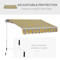 Outsunny 8' x 6.6' Patio Retractable Awning, Manual Exterior Sun Shade Deck Window Cover, Mixed Color(m-6)