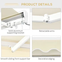Outsunny 10' x 8' Patio Motorized/Manual Retractable Awning Outdoor Sun Shade Shelter Deck Remote Control Canopy, Beige(m-6)