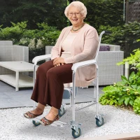 HomCom Personal Mobility Durable Waterproof Shower Accessible Transport Commode Medical Rolling Chair(m-2)
