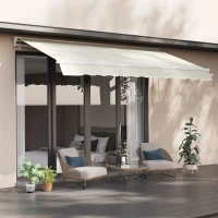 Outsunny 10' x 8' Patio Motorized/Manual Retractable Awning Outdoor Sun Shade Shelter Deck Remote Control Canopy, Beige(m-2)
