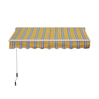 Outsunny 8' x 6.6' Patio Retractable Awning, Manual Exterior Sun Shade Deck Window Cover, Mixed Color(m-10)