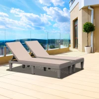 Outsunny Outdoor Patio Double Chaise Lounge Chair with 5-Level Adjustable Backrest, Zippered Cushions, & Modern Design(m-8)