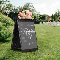 Vinsetto 22" x 28" Plastic Folding A-Frame Sandwich Board Sidewalk Sign with Weighted Tank & Weatherproof Design, Black(m-8)