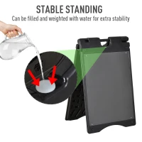 Vinsetto 22" x 28" Plastic Folding A-Frame Sandwich Board Sidewalk Sign with Weighted Tank & Weatherproof Design, Black(m-7)