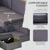 Outsunny 7 Piece Modern Rattan Wicker Garden Outdoor Furniture Modular Sectional Patio Set - Grey(m-5)