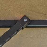 Outsunny Patio Umbrella 15' Steel Rectangular Outdoor Double Sided Market with base, UV Sun Protection & Easy Crank for Deck Pool Patio, Coffee(m-15)