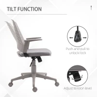 Vinsetto Mid Back Office Chair Computer Swivel Rolling Task Chair with Height Adjustable, Arm, Breathable Back, Grey(m-5)