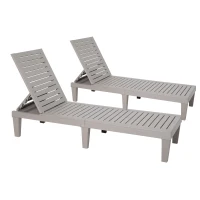 Outsunny 2-Piece Outdoor Patio Chaise Lounge Chair with 5-Level Adjustable Backrest, Zippered Cushions, & Modern Design(m-11)