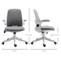 Vinsetto Linen-Touch Fabric Office Desk Chair Swivel Task Chair with Adjustable Lumbar Support, Height and Flip-up Padded Arms, Grey(m-3)